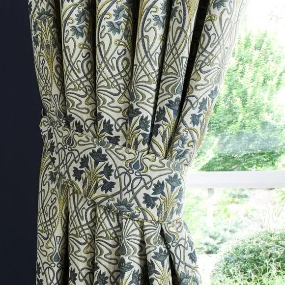 Pencil Pleat Curtains with Lining - Blue