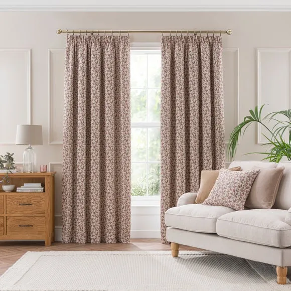 Pencil Pleat Curtains with Lining - Blush