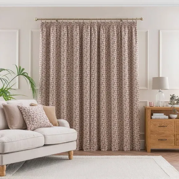 Pencil Pleat Curtains with Lining - Blush