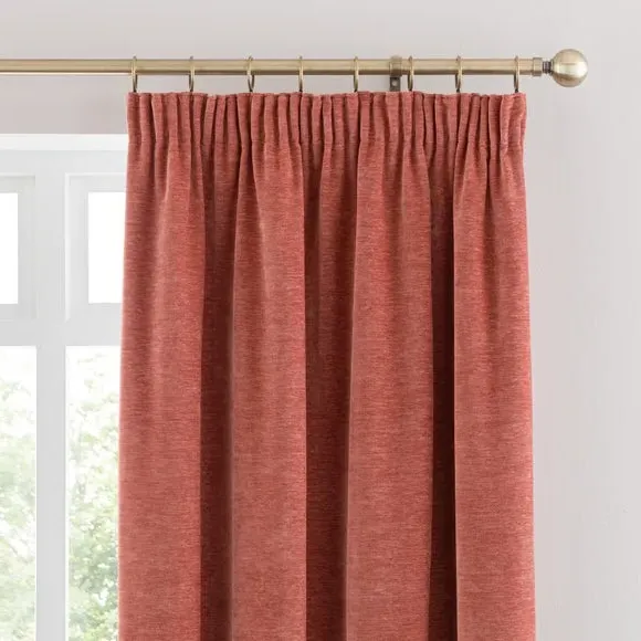 Pencil Pleat Curtains with Lining - Clay, Chenille image