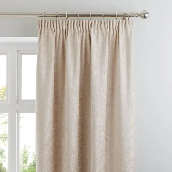 Pencil Pleat Curtains with Lining - Cream, Chenille image