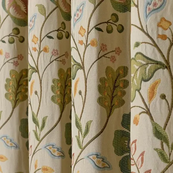 Pencil Pleat Curtains with Lining - Green
