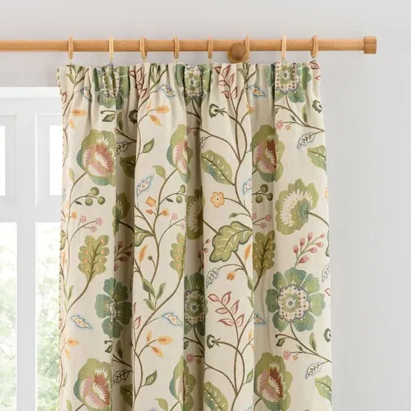 Pencil Pleat Curtains with Lining - Green