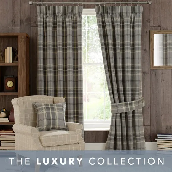 Pencil Pleat Curtains with Lining - Grey