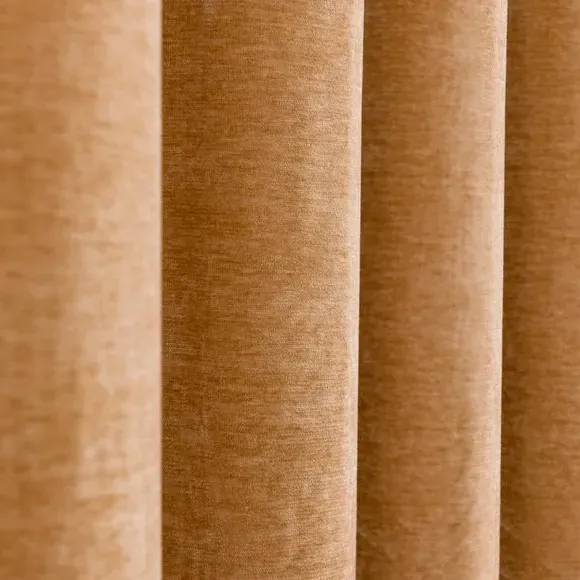 Pencil Pleat Curtains with Lining - Honey, Chenille