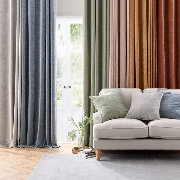 Pencil Pleat Curtains with Lining - Honey, Chenille