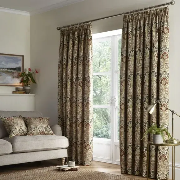 Pencil Pleat Curtains with Lining - Multicolor