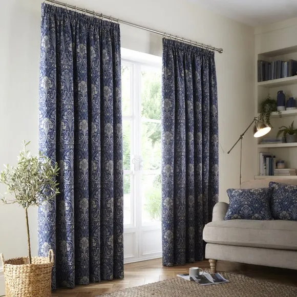 Pencil Pleat Curtains with Lining - Navy