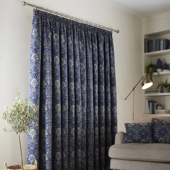 Pencil Pleat Curtains with Lining - Navy