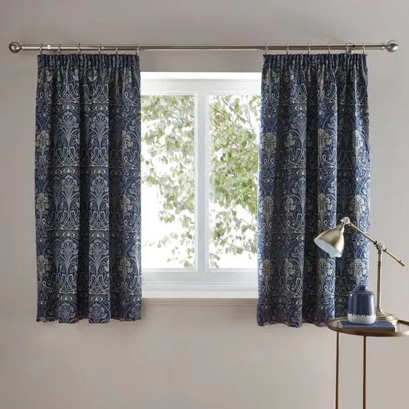 Pencil Pleat Curtains with Lining - Navy