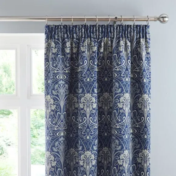 Pencil Pleat Curtains with Lining - Navy