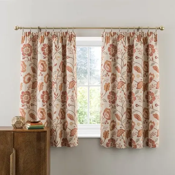 Pencil Pleat Curtains with Lining - Orange