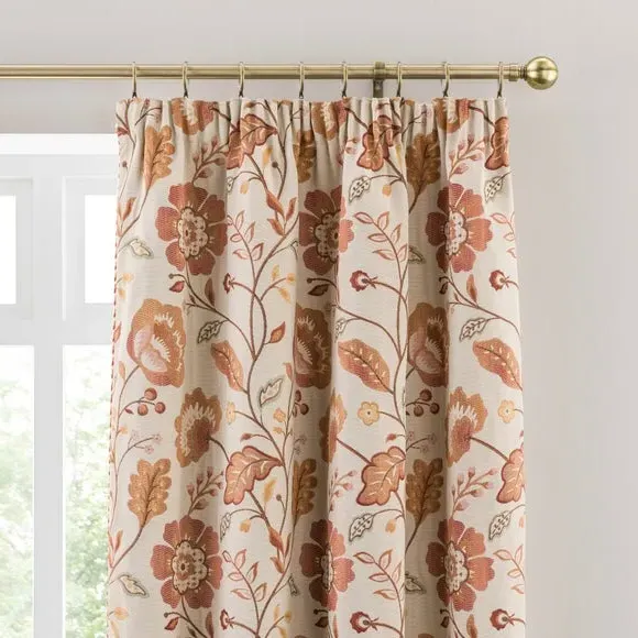 Pencil Pleat Curtains with Lining - Orange