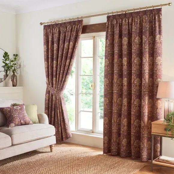 Pencil Pleat Curtains with Lining - Purple