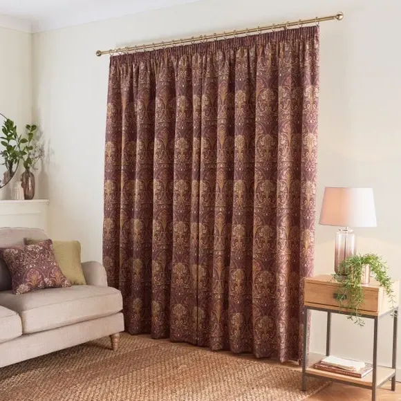 Pencil Pleat Curtains with Lining - Purple