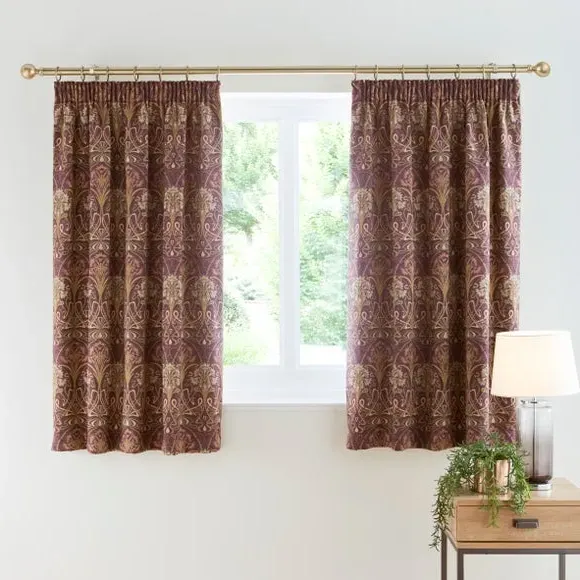 Pencil Pleat Curtains with Lining - Purple