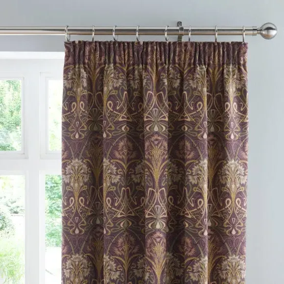 Pencil Pleat Curtains with Lining - Purple