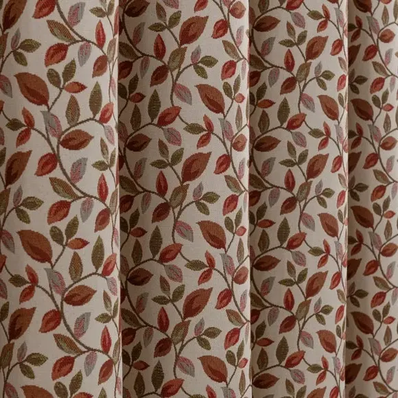 Pencil Pleat Curtains with Lining - Red