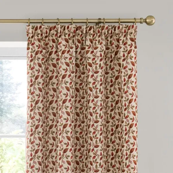 Pencil Pleat Curtains with Lining - Red
