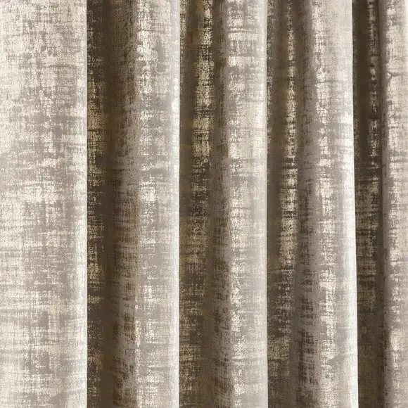 Pencil Pleat Curtains with Metallic Print - Gold