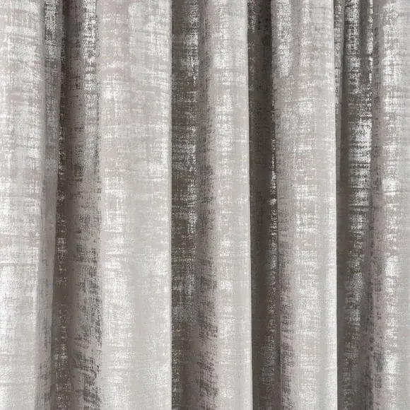 Pencil Pleat Curtains with Metallic Print - Silver
