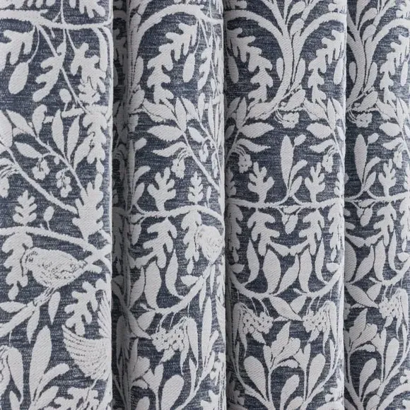 Pencil Pleat Curtains with Thermal Coating - Denim