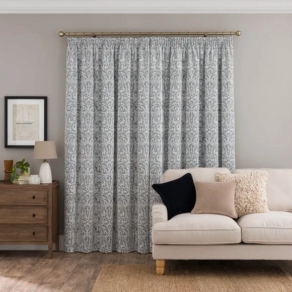 Pencil Pleat Curtains with Thermal Coating - Grey