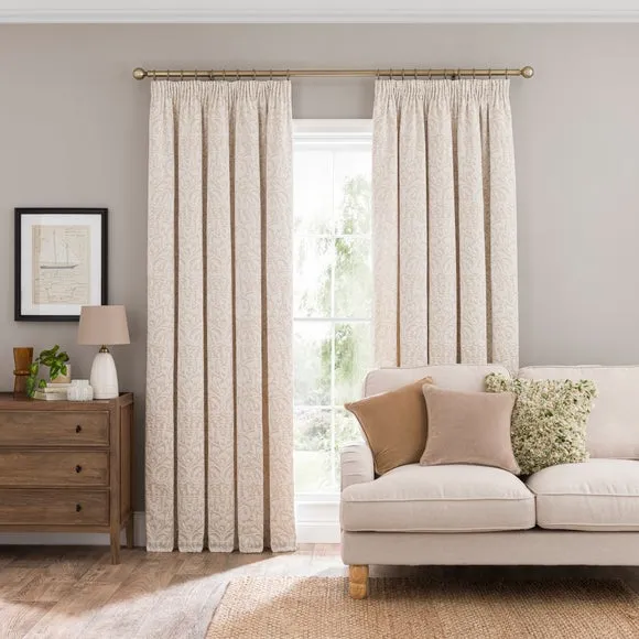 Pencil Pleat Curtains with Thermal Coating - Natural