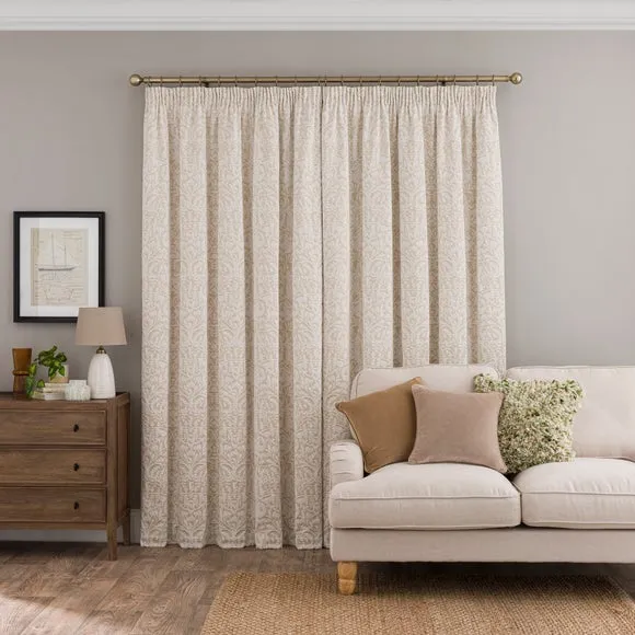 Pencil Pleat Curtains with Thermal Coating - Natural