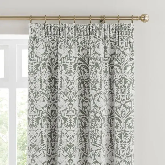 Pencil Pleat Curtains with Thermal Coating - Olive