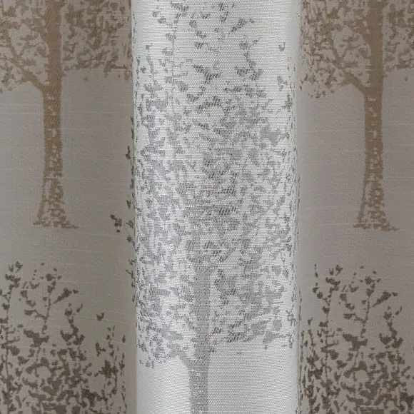 Pencil Pleat Curtains with Tree Design - Dove