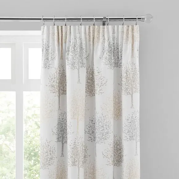 Pencil Pleat Curtains with Tree Design - Dove image