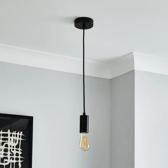 Pendant Ceiling Light Cable - Black, Metal