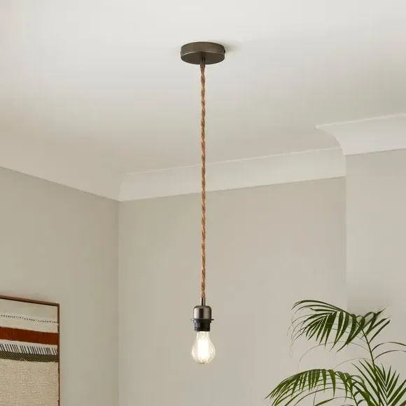 Pendant Light Cable with Twisted Flex - Silver, Jute image