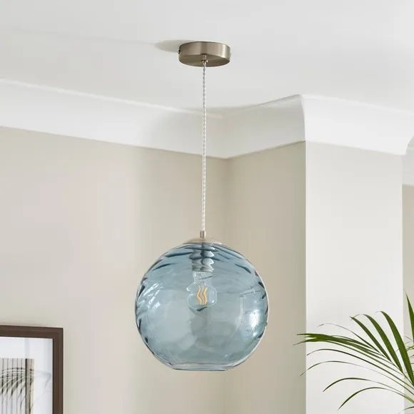 Pendant Light with Dimmer - Aqua, Glass