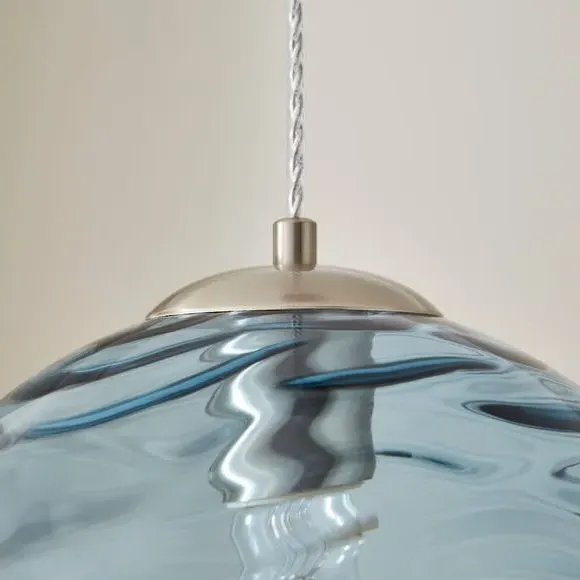 Pendant Light with Dimmer - Aqua, Glass