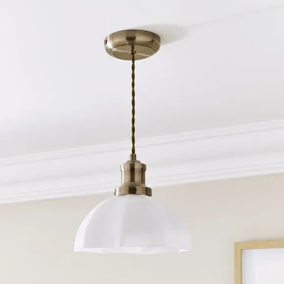 Pendant Light with Dimmer - White, Glass