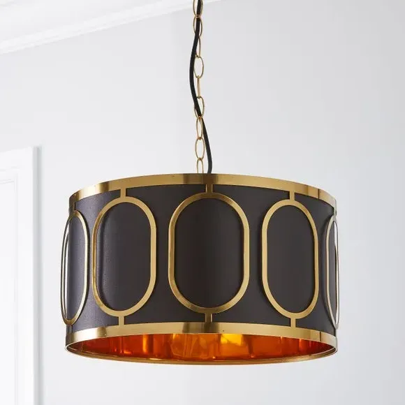 Pendant Light with Fabric Shade - Black, Silk