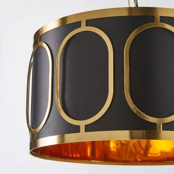 Pendant Light with Fabric Shade - Black, Silk
