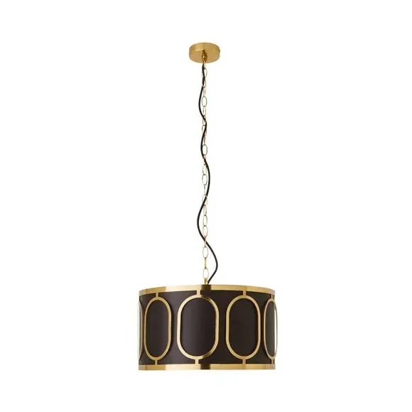 Pendant Light with Fabric Shade - Black, Silk