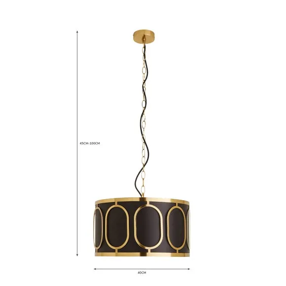 Pendant Light with Fabric Shade - Black, Silk