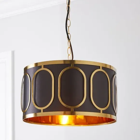 Pendant Light with Fabric Shade - Black, Silk image
