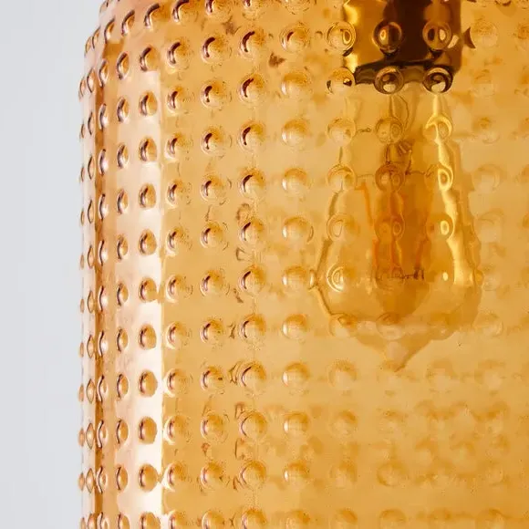 Pendant Light with Glass Shade - Amber, Metal