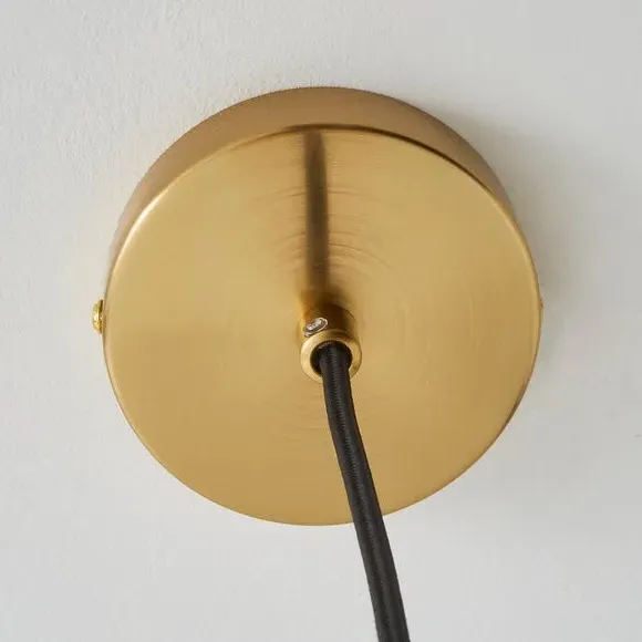 Pendant Light with Glass Shade - Amber, Metal