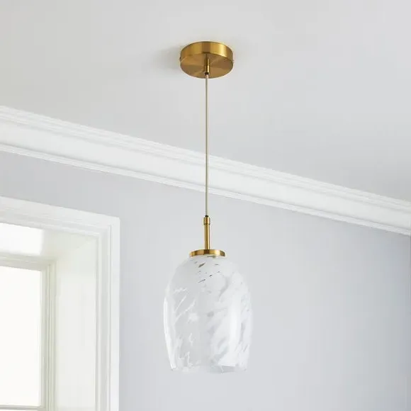 Pendant Light with Gold Plate - Tortoiseshell Glass