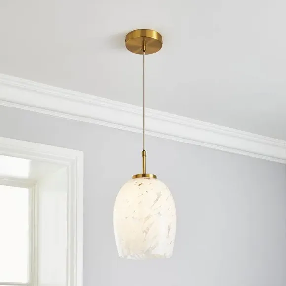 Pendant Light with Gold Plate - Tortoiseshell Glass image