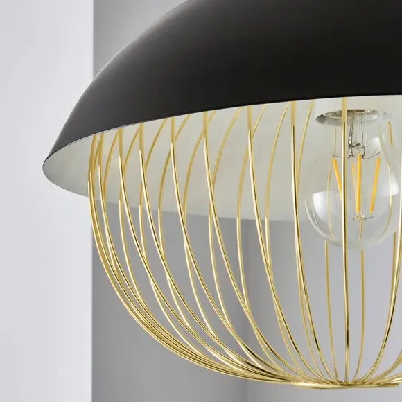 Pendant Light with Metal Cage - Black, Steel