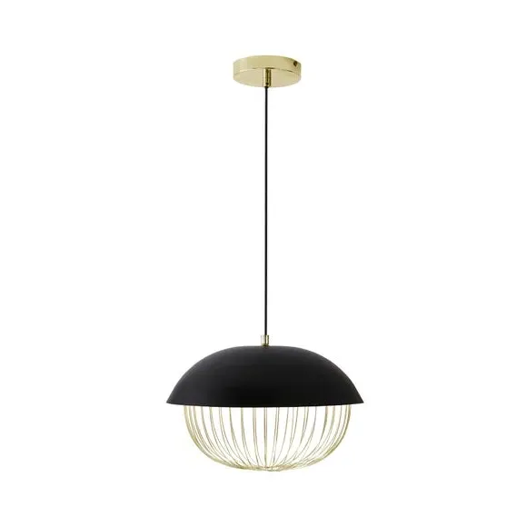 Pendant Light with Metal Cage - Black, Steel