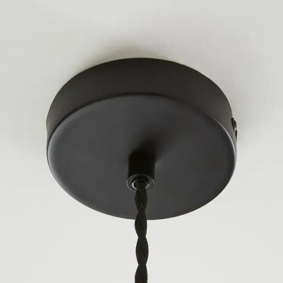 Pendant Light with Ribbed Shade - Black, Glass