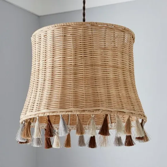 Pendant Shade with Tassels - Natural, Rattan